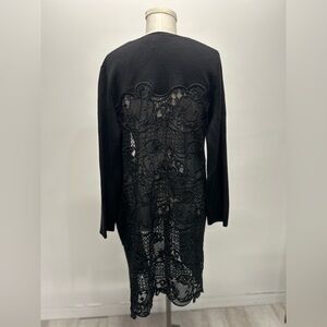 NWT Mika Mindel Black Lace Back Open Front Cardigan Sweater Size XS